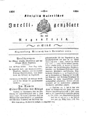 Königlich-baierisches Intelligenzblatt für den Regen-Kreis (Königlich bayerisches Intelligenzblatt für die Oberpfalz und von Regensburg) Mittwoch 5. November 1823