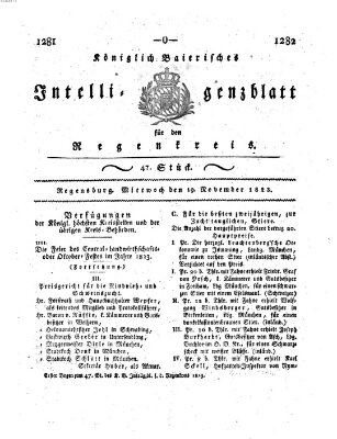 Königlich-baierisches Intelligenzblatt für den Regen-Kreis (Königlich bayerisches Intelligenzblatt für die Oberpfalz und von Regensburg) Mittwoch 19. November 1823