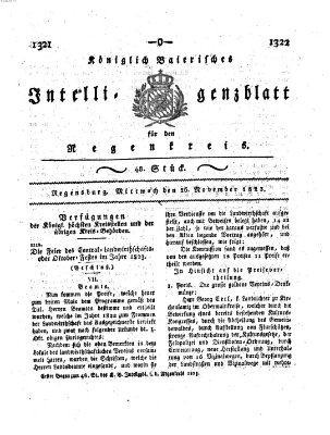 Königlich-baierisches Intelligenzblatt für den Regen-Kreis (Königlich bayerisches Intelligenzblatt für die Oberpfalz und von Regensburg) Mittwoch 26. November 1823