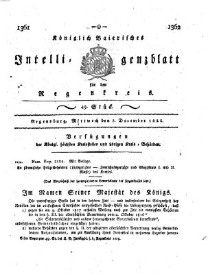 Königlich-baierisches Intelligenzblatt für den Regen-Kreis (Königlich bayerisches Intelligenzblatt für die Oberpfalz und von Regensburg) Mittwoch 3. Dezember 1823