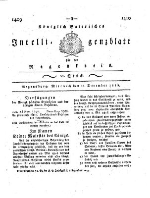 Königlich-baierisches Intelligenzblatt für den Regen-Kreis (Königlich bayerisches Intelligenzblatt für die Oberpfalz und von Regensburg) Mittwoch 17. Dezember 1823