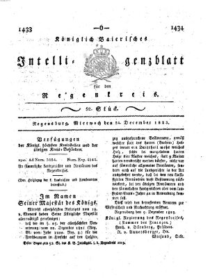 Königlich-baierisches Intelligenzblatt für den Regen-Kreis (Königlich bayerisches Intelligenzblatt für die Oberpfalz und von Regensburg) Mittwoch 24. Dezember 1823