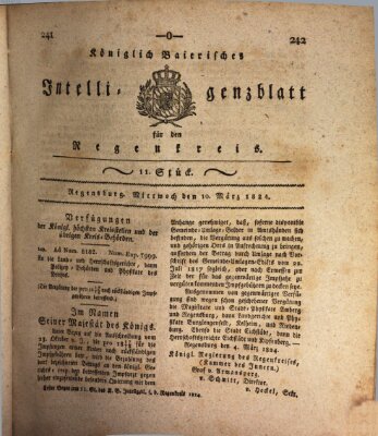 Königlich-baierisches Intelligenzblatt für den Regen-Kreis (Königlich bayerisches Intelligenzblatt für die Oberpfalz und von Regensburg) Mittwoch 10. März 1824