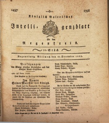 Königlich-baierisches Intelligenzblatt für den Regen-Kreis (Königlich bayerisches Intelligenzblatt für die Oberpfalz und von Regensburg) Mittwoch 15. Dezember 1824