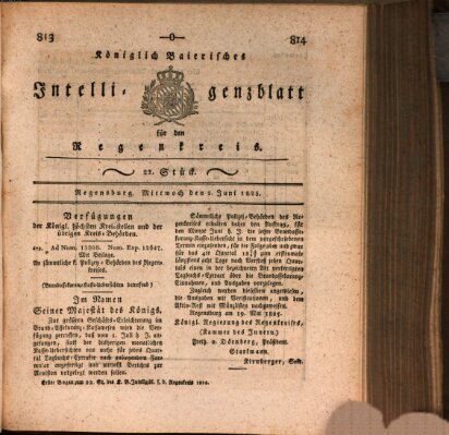 Königlich-baierisches Intelligenzblatt für den Regen-Kreis (Königlich bayerisches Intelligenzblatt für die Oberpfalz und von Regensburg) Mittwoch 1. Juni 1825