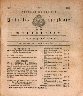 Königlich-baierisches Intelligenzblatt für den Regen-Kreis (Königlich bayerisches Intelligenzblatt für die Oberpfalz und von Regensburg) Mittwoch 8. Juni 1825