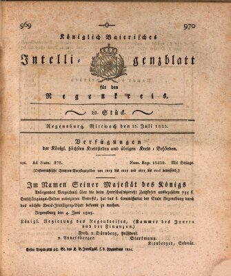 Königlich-baierisches Intelligenzblatt für den Regen-Kreis (Königlich bayerisches Intelligenzblatt für die Oberpfalz und von Regensburg) Mittwoch 13. Juli 1825