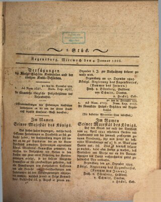 Königlich-baierisches Intelligenzblatt für den Regen-Kreis (Königlich bayerisches Intelligenzblatt für die Oberpfalz und von Regensburg) Mittwoch 4. Januar 1826