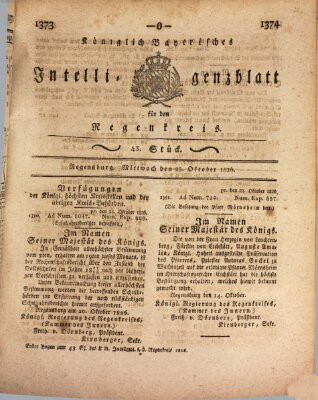 Königlich-baierisches Intelligenzblatt für den Regen-Kreis (Königlich bayerisches Intelligenzblatt für die Oberpfalz und von Regensburg) Mittwoch 25. Oktober 1826