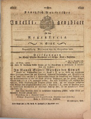 Königlich-baierisches Intelligenzblatt für den Regen-Kreis (Königlich bayerisches Intelligenzblatt für die Oberpfalz und von Regensburg) Mittwoch 20. Dezember 1826