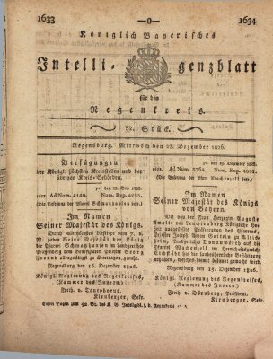 Königlich-baierisches Intelligenzblatt für den Regen-Kreis (Königlich bayerisches Intelligenzblatt für die Oberpfalz und von Regensburg) Mittwoch 27. Dezember 1826