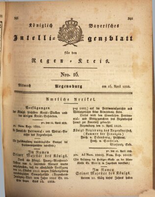 Königlich-baierisches Intelligenzblatt für den Regen-Kreis (Königlich bayerisches Intelligenzblatt für die Oberpfalz und von Regensburg) Mittwoch 16. April 1828