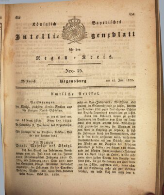 Königlich-baierisches Intelligenzblatt für den Regen-Kreis (Königlich bayerisches Intelligenzblatt für die Oberpfalz und von Regensburg) Mittwoch 18. Juni 1828