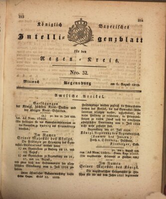 Königlich-baierisches Intelligenzblatt für den Regen-Kreis (Königlich bayerisches Intelligenzblatt für die Oberpfalz und von Regensburg) Mittwoch 6. August 1828