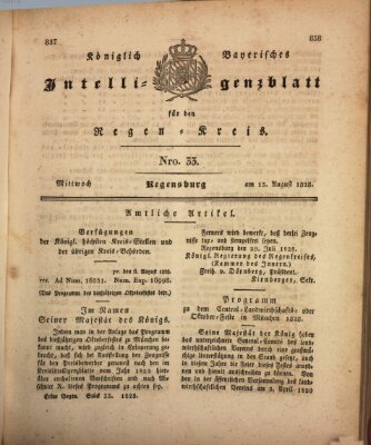 Königlich-baierisches Intelligenzblatt für den Regen-Kreis (Königlich bayerisches Intelligenzblatt für die Oberpfalz und von Regensburg) Mittwoch 13. August 1828