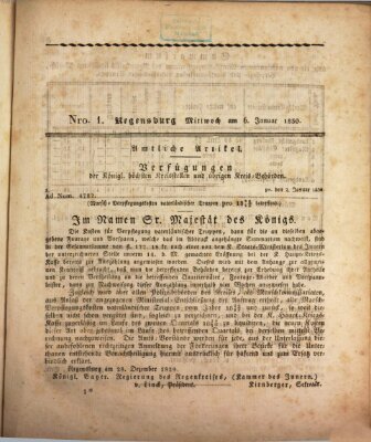 Königlich-baierisches Intelligenzblatt für den Regen-Kreis (Königlich bayerisches Intelligenzblatt für die Oberpfalz und von Regensburg) Mittwoch 6. Januar 1830