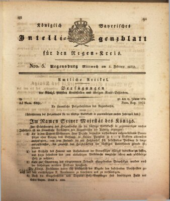 Königlich-baierisches Intelligenzblatt für den Regen-Kreis (Königlich bayerisches Intelligenzblatt für die Oberpfalz und von Regensburg) Mittwoch 3. Februar 1830