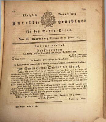 Königlich-baierisches Intelligenzblatt für den Regen-Kreis (Königlich bayerisches Intelligenzblatt für die Oberpfalz und von Regensburg) Mittwoch 23. Februar 1831