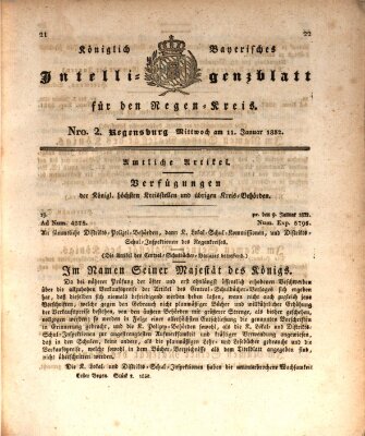 Königlich-baierisches Intelligenzblatt für den Regen-Kreis (Königlich bayerisches Intelligenzblatt für die Oberpfalz und von Regensburg) Mittwoch 11. Januar 1832