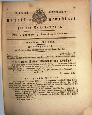 Königlich-baierisches Intelligenzblatt für den Regen-Kreis (Königlich bayerisches Intelligenzblatt für die Oberpfalz und von Regensburg) Mittwoch 25. Januar 1832