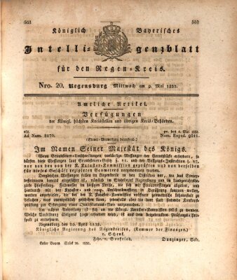 Königlich-baierisches Intelligenzblatt für den Regen-Kreis (Königlich bayerisches Intelligenzblatt für die Oberpfalz und von Regensburg) Mittwoch 9. Mai 1832