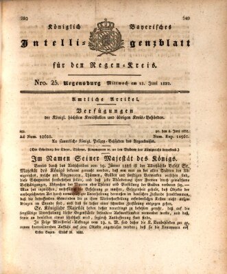 Königlich-baierisches Intelligenzblatt für den Regen-Kreis (Königlich bayerisches Intelligenzblatt für die Oberpfalz und von Regensburg) Mittwoch 13. Juni 1832