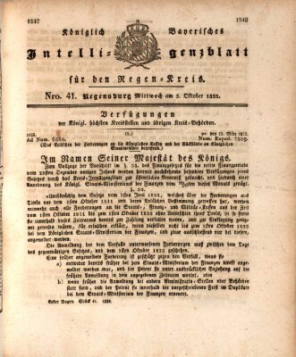 Königlich-baierisches Intelligenzblatt für den Regen-Kreis (Königlich bayerisches Intelligenzblatt für die Oberpfalz und von Regensburg) Mittwoch 3. Oktober 1832