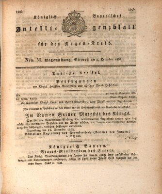 Königlich-baierisches Intelligenzblatt für den Regen-Kreis (Königlich bayerisches Intelligenzblatt für die Oberpfalz und von Regensburg) Mittwoch 5. Dezember 1832