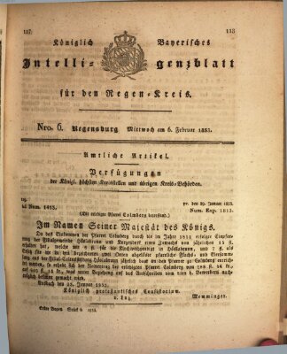 Königlich-baierisches Intelligenzblatt für den Regen-Kreis (Königlich bayerisches Intelligenzblatt für die Oberpfalz und von Regensburg) Mittwoch 6. Februar 1833