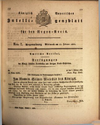 Königlich-baierisches Intelligenzblatt für den Regen-Kreis (Königlich bayerisches Intelligenzblatt für die Oberpfalz und von Regensburg) Mittwoch 13. Februar 1833