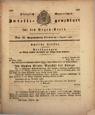 Königlich-baierisches Intelligenzblatt für den Regen-Kreis (Königlich bayerisches Intelligenzblatt für die Oberpfalz und von Regensburg) Mittwoch 4. Dezember 1833