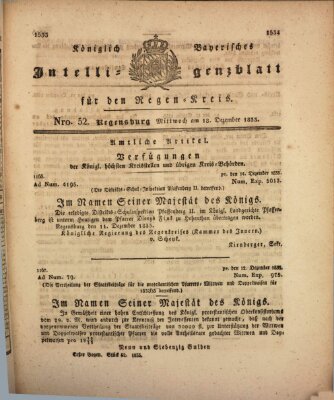 Königlich-baierisches Intelligenzblatt für den Regen-Kreis (Königlich bayerisches Intelligenzblatt für die Oberpfalz und von Regensburg) Mittwoch 18. Dezember 1833