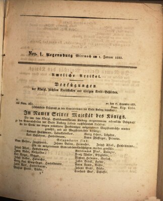 Königlich-baierisches Intelligenzblatt für den Regen-Kreis (Königlich bayerisches Intelligenzblatt für die Oberpfalz und von Regensburg) Mittwoch 1. Januar 1834