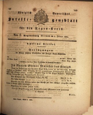 Königlich-baierisches Intelligenzblatt für den Regen-Kreis (Königlich bayerisches Intelligenzblatt für die Oberpfalz und von Regensburg) Mittwoch 5. Februar 1834