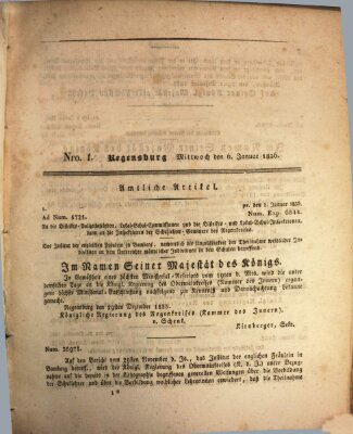 Königlich-baierisches Intelligenzblatt für den Regen-Kreis (Königlich bayerisches Intelligenzblatt für die Oberpfalz und von Regensburg) Mittwoch 6. Januar 1836