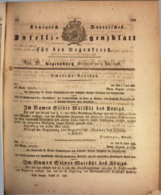 Königlich-baierisches Intelligenzblatt für den Regen-Kreis (Königlich bayerisches Intelligenzblatt für die Oberpfalz und von Regensburg) Mittwoch 8. Juni 1836