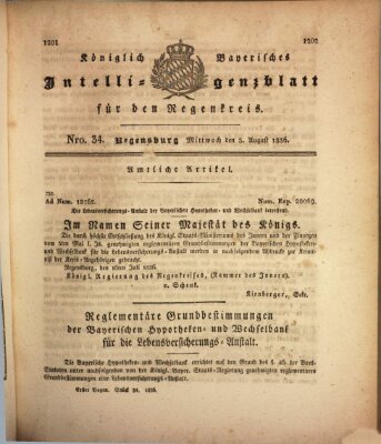 Königlich-baierisches Intelligenzblatt für den Regen-Kreis (Königlich bayerisches Intelligenzblatt für die Oberpfalz und von Regensburg) Mittwoch 3. August 1836