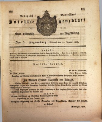 Königlich bayerisches Intelligenzblatt für die Oberpfalz und von Regensburg Mittwoch 31. Januar 1838