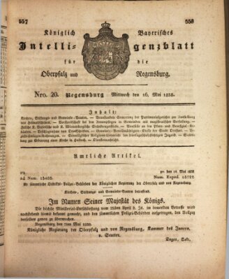 Königlich bayerisches Intelligenzblatt für die Oberpfalz und von Regensburg Mittwoch 16. Mai 1838