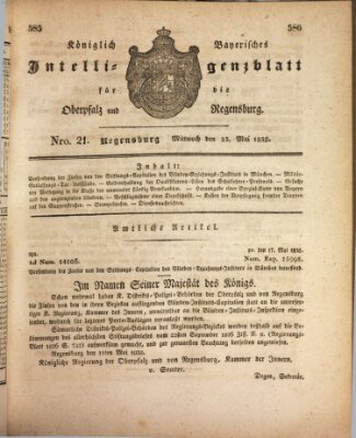 Königlich bayerisches Intelligenzblatt für die Oberpfalz und von Regensburg Mittwoch 23. Mai 1838