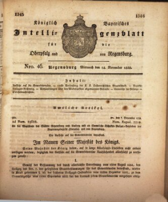 Königlich bayerisches Intelligenzblatt für die Oberpfalz und von Regensburg Mittwoch 14. November 1838