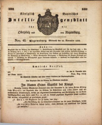 Königlich bayerisches Intelligenzblatt für die Oberpfalz und von Regensburg Mittwoch 28. November 1838