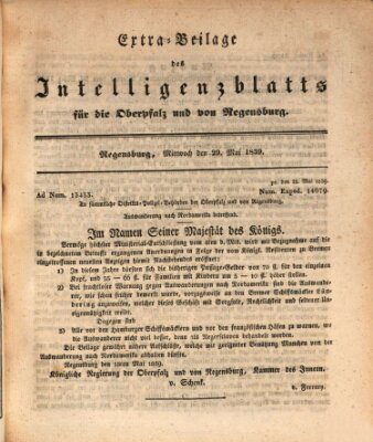 Königlich bayerisches Intelligenzblatt für die Oberpfalz und von Regensburg Mittwoch 29. Mai 1839