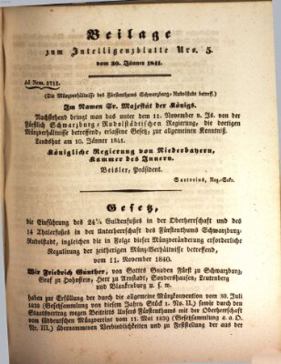 Königlich bayerisches Intelligenzblatt für die Oberpfalz und von Regensburg Samstag 30. Januar 1841