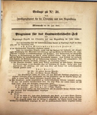 Königlich bayerisches Intelligenzblatt für die Oberpfalz und von Regensburg Mittwoch 28. Juli 1841