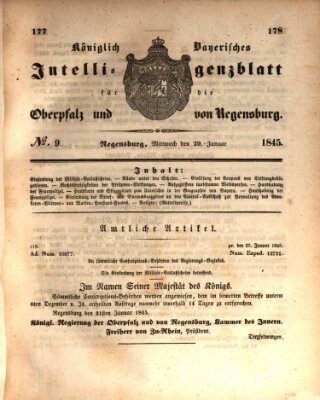 Königlich bayerisches Intelligenzblatt für die Oberpfalz und von Regensburg Mittwoch 29. Januar 1845