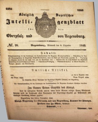 Königlich bayerisches Intelligenzblatt für die Oberpfalz und von Regensburg Mittwoch 9. Dezember 1846