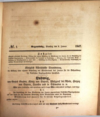 Königlich bayerisches Intelligenzblatt für die Oberpfalz und von Regensburg Samstag 2. Januar 1847