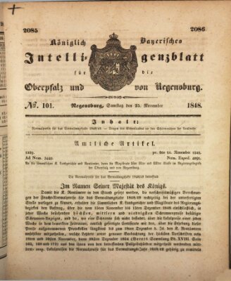 Königlich bayerisches Intelligenzblatt für die Oberpfalz und von Regensburg Samstag 25. November 1848