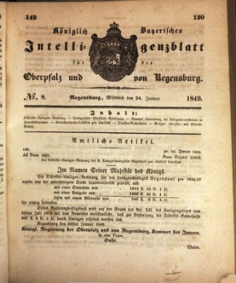 Königlich bayerisches Intelligenzblatt für die Oberpfalz und von Regensburg Mittwoch 24. Januar 1849